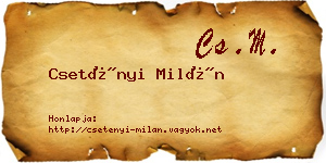 Csetényi Milán névjegykártya