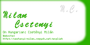 milan csetenyi business card