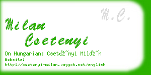 milan csetenyi business card